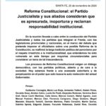 DURO COMUNICADO DEL PARTIDO JUSTICIALISTA Y ALIADOS CONTRA LA REFORMA DE LA CONSITUCION DE SANTA FE